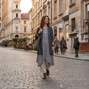 Philosophy Dress Women's Size 10 Black White Check Midi Handkerchief Lagenlook